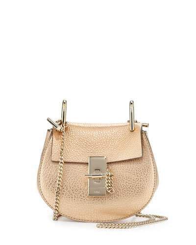 chloe drew nano leather saddle bag|Chloe Drew Nano Mirror Leather Saddle Bag, Gold .